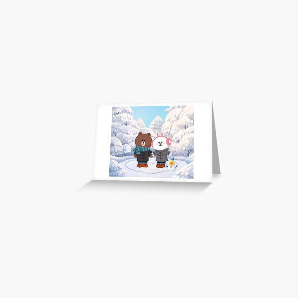 Brown bear and cony bunny rabbit winter love Greeting Card