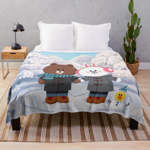 Winterliebe des Braunbären und des cony Häschens Fleecedecke