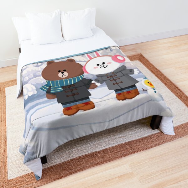 Brown bear and cony bunny rabbit winter love Comforter