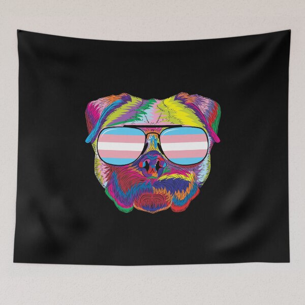 Item preview, Gay Pride Transgender Psychedelic Pug Dog graphic designed and sold by phoxydesign.