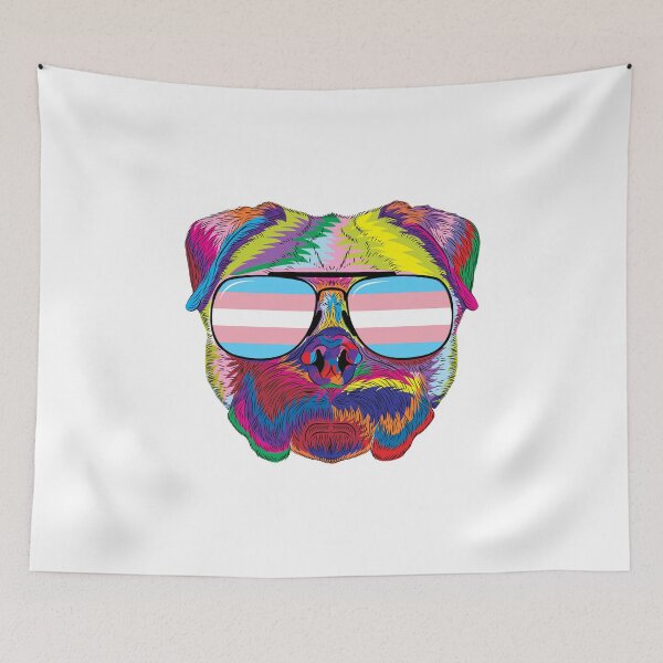 Item preview, Gay Pride Transgender Psychedelic Pug Dog graphic designed and sold by phoxydesign.