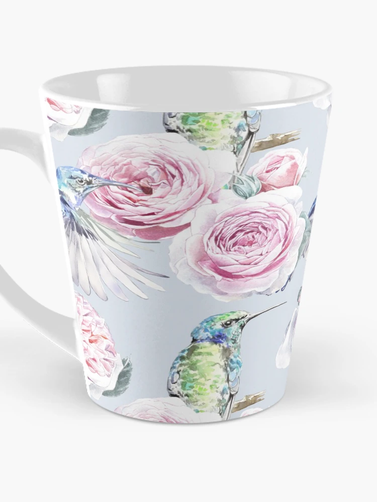 Thumbnail 3 of 4, Coffee Mug, Hummingbird Colibri With Pink Roses Pattern designed and sold by mariapirogova.