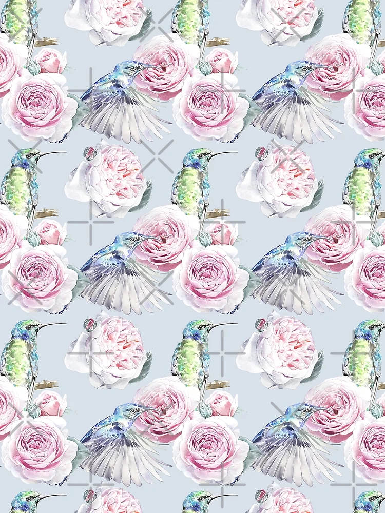 Thumbnail 3 of 3, Scarf, Hummingbird Colibri With Pink Roses Pattern designed and sold by mariapirogova.