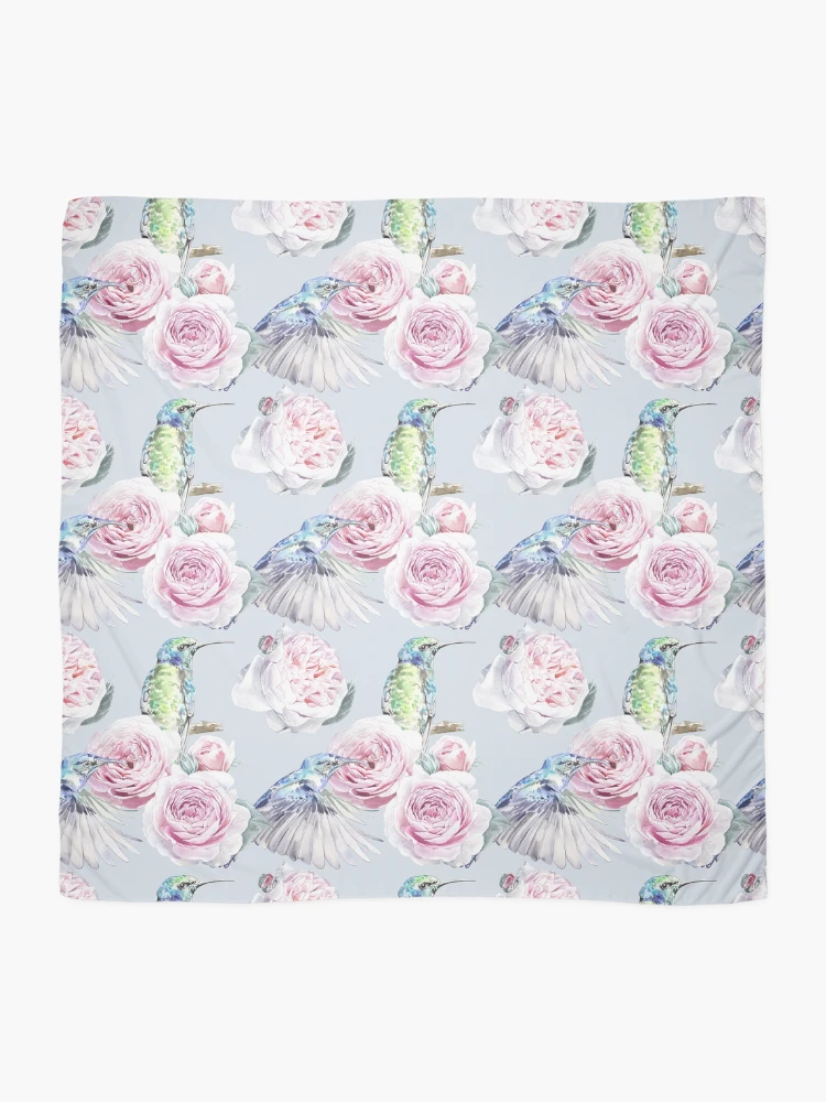 Thumbnail 2 of 3, Scarf, Hummingbird Colibri With Pink Roses Pattern designed and sold by mariapirogova.