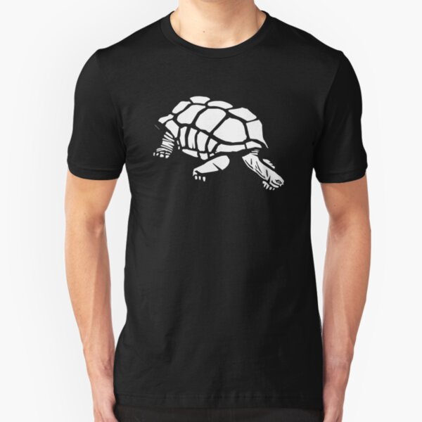 Turtle white on black Slim Fit T-Shirt