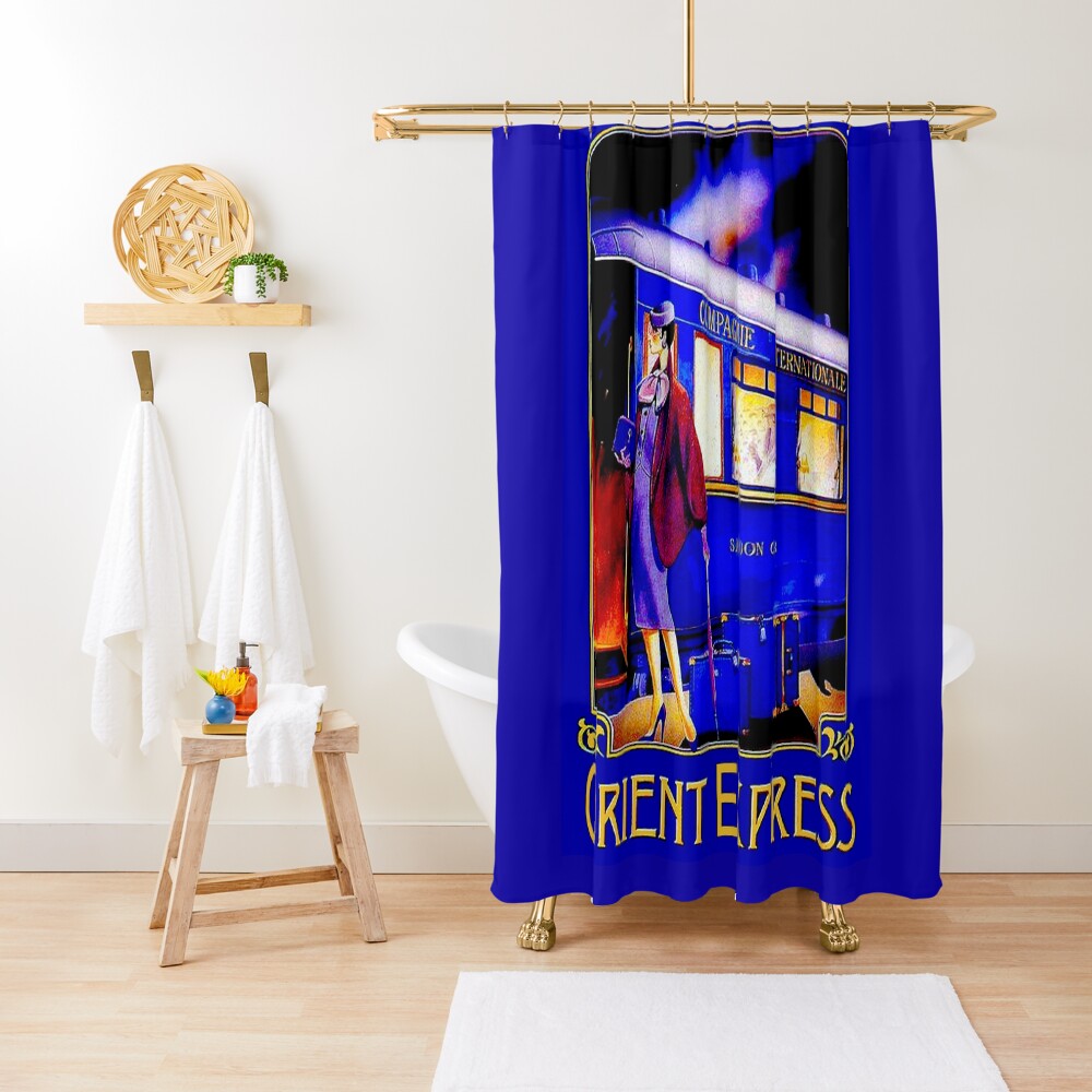 ORIENT EXPRESS: Vintage Train Passenger Travel Print Shower Curtain