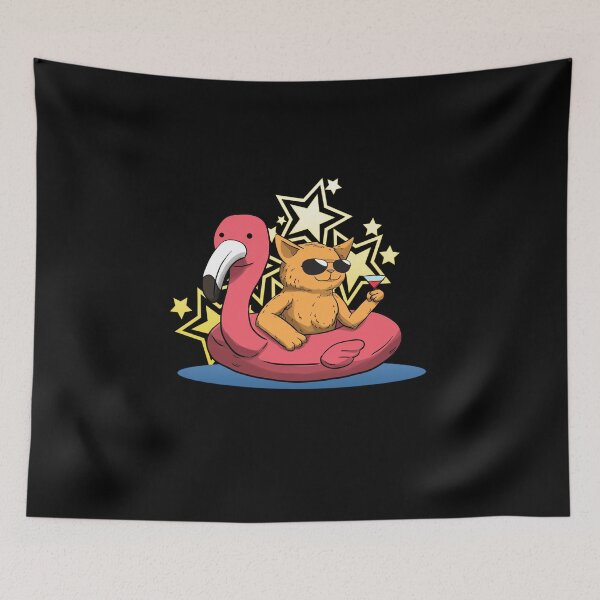 Item preview, Funny cat Flamingo Pool Party designed and sold by frankidavids.