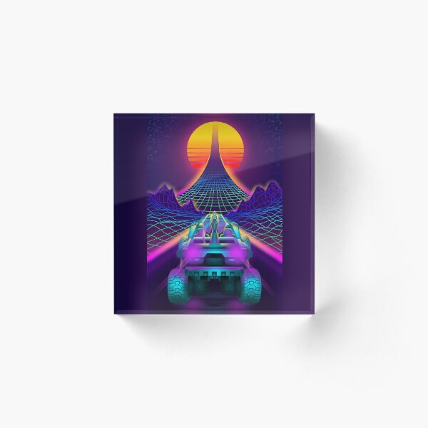 Outrun Retrowave Warthog Halo Ring Acrylic Block