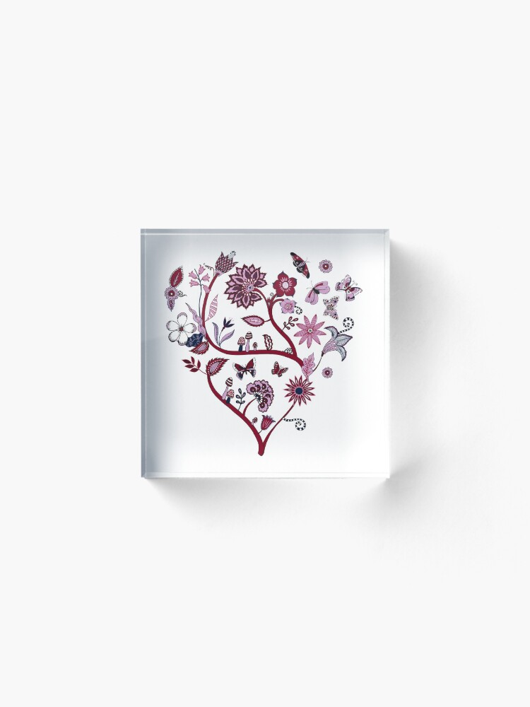 Alternate view of Fantasy Indian Floral - elegant, romantic pattern by Cecca Designs Acrylic Block