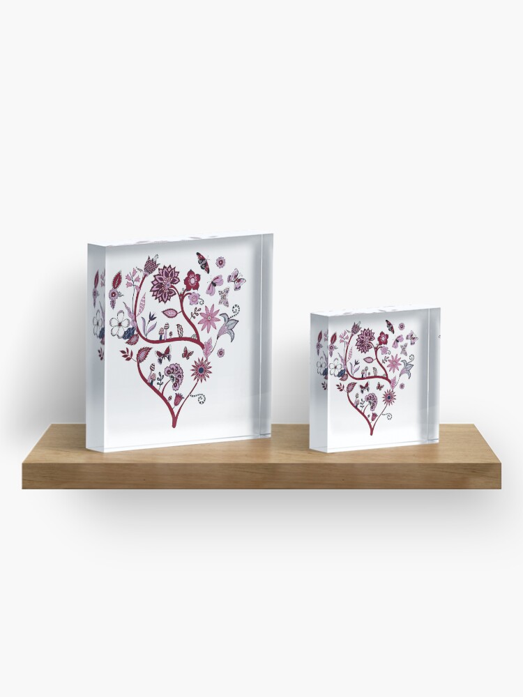 Alternate view of Fantasy Indian Floral - elegant, romantic pattern by Cecca Designs Acrylic Block