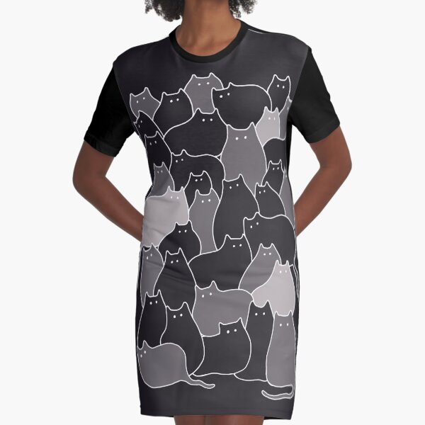 Viele Katzen (grau) T-Shirt Kleid