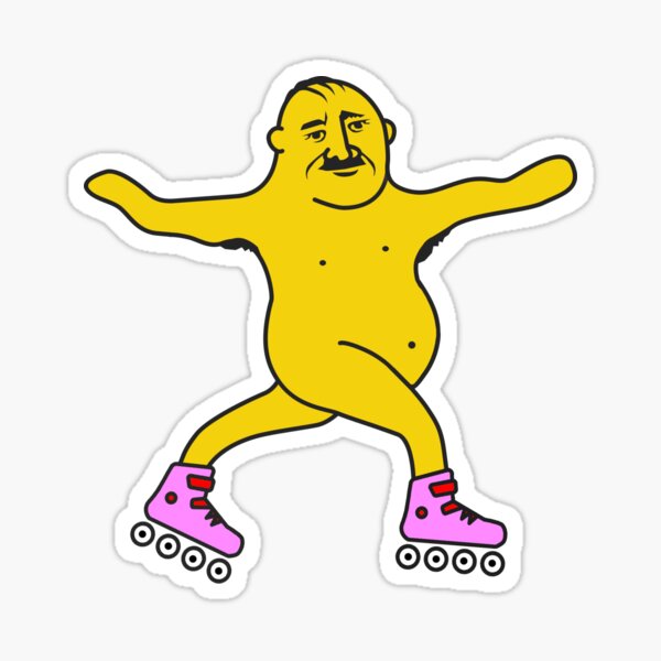 Body positive dude is having fun roller skating Sticker