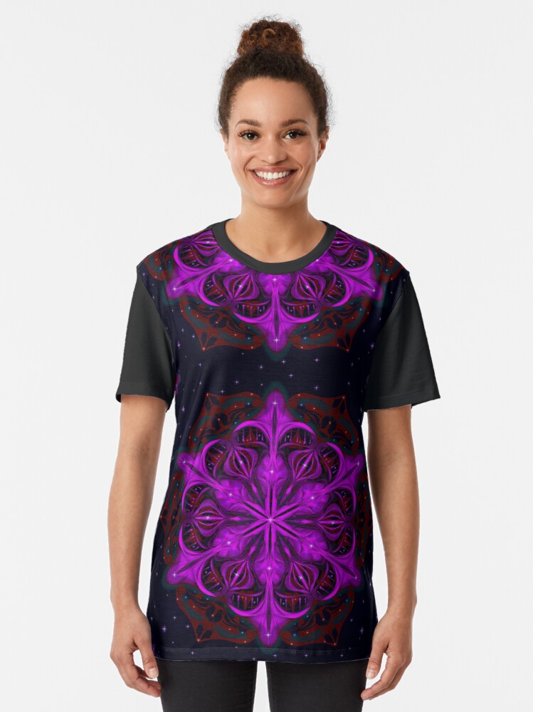 Alternate view of Spaceborne Orchid Snowflake Graphic T-Shirt