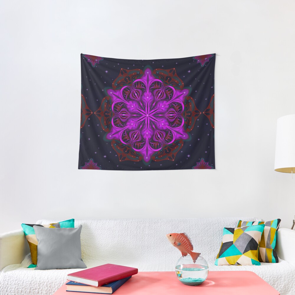 Spaceborne Orchid Snowflake Tapestry