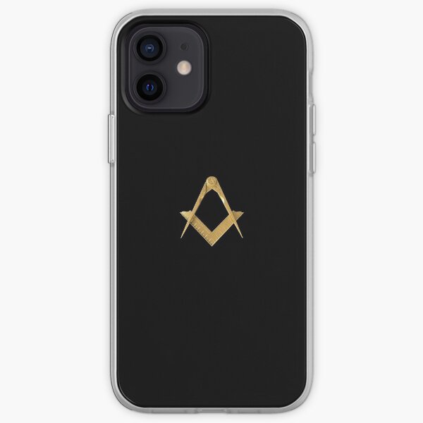 Freemason Gold Square & Compass Black Background Masonic iPhone Soft Case