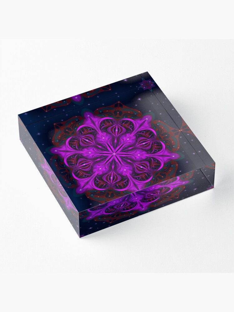 Alternate view of Spaceborne Orchid Snowflake Acrylic Block