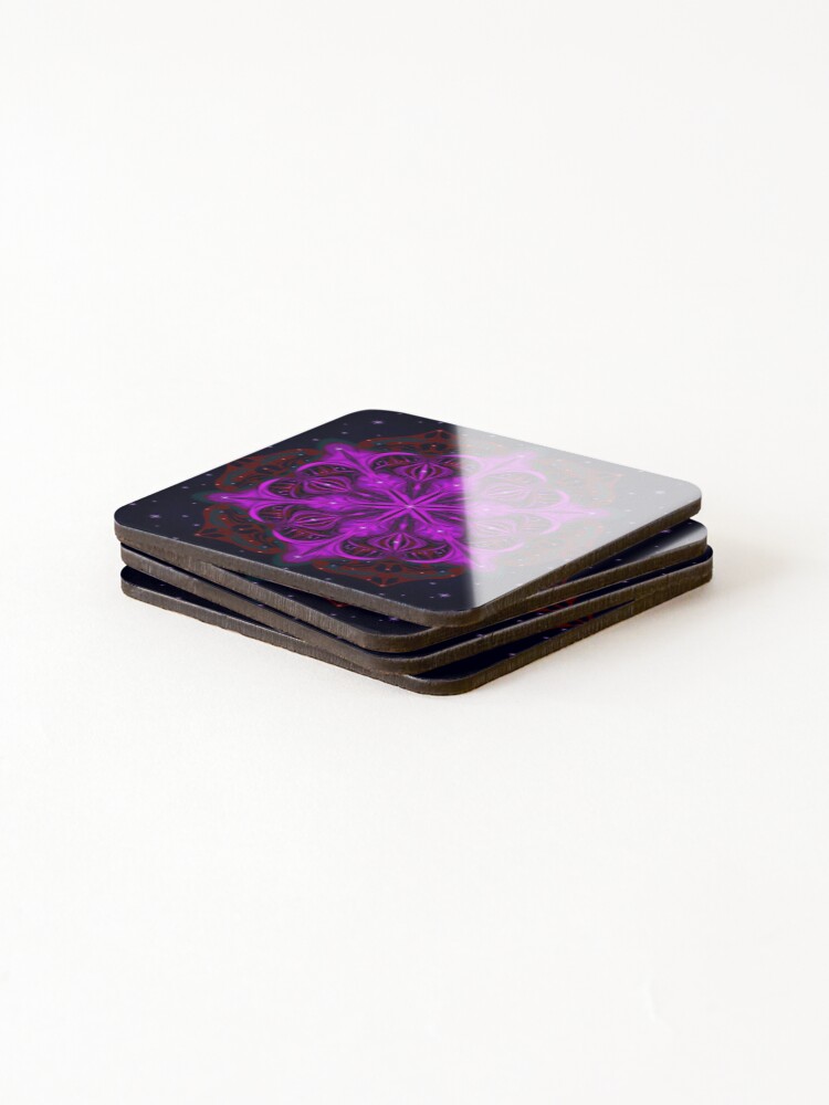 Alternate view of Spaceborne Orchid Snowflake Coasters (Set of 4)