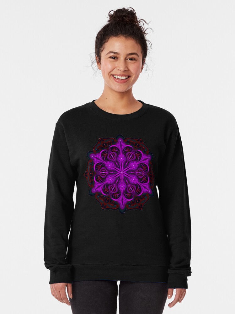 Alternate view of Spaceborne Orchid Snowflake Pullover Sweatshirt
