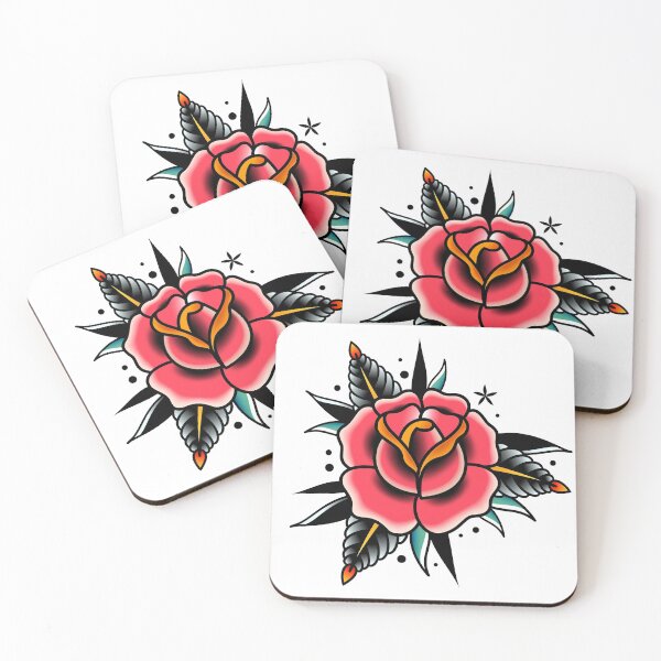 Item preview, traditional old school tattoo rose designed and sold by Adamova.