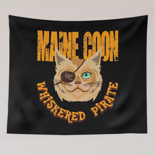 Item preview, Whiskered Pirate Maine Coon Halloween Cat designed and sold by IslandLakeTree.