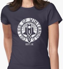 College of Winterhold Est. 1E (white) Women's Fitted T-Shirt