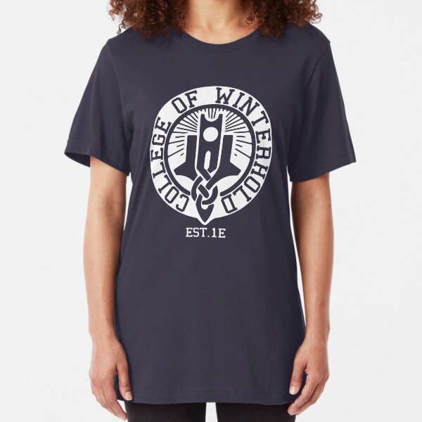 College of Winterhold Est. 1E (white) Slim Fit T-Shirt