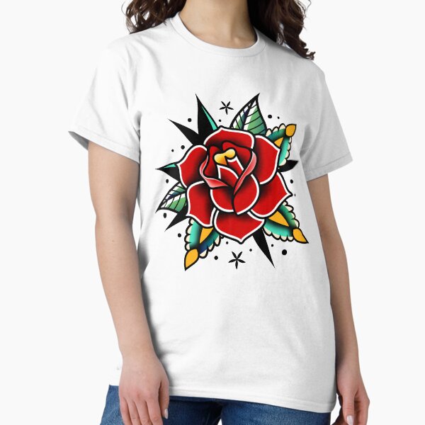 Vista previa del artículo con la obra «tatuaje tradicional de la vieja escuela rosa», diseñado y vendido por Adamova.