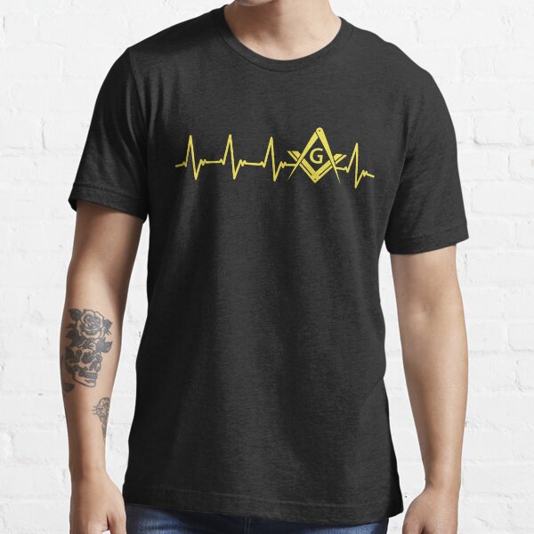 Vista previa del artículo con la obra «Electrocardiograma masónico Latido del corazón Cuadrado y compás Masónico», diseñado y vendido por MasterMasonMade.