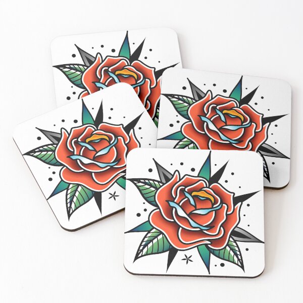 Item preview, traditional old school tattoo rose designed and sold by Adamova.