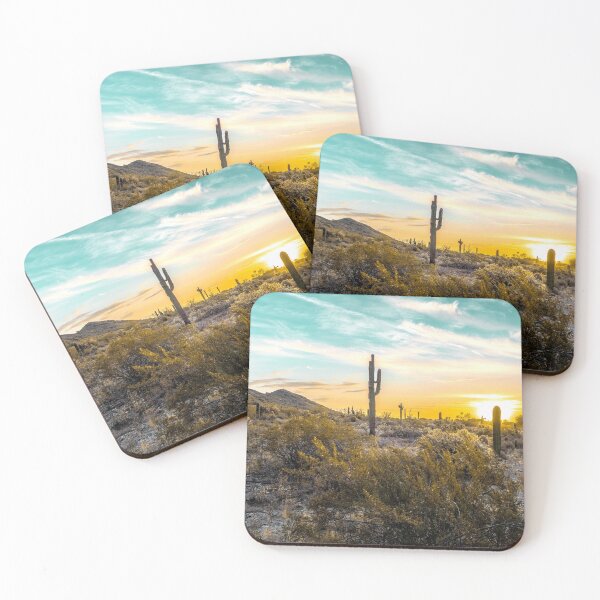 Item preview, Desert Sunrise // Picture of Saguaro Cactus and a Teal Blue Sky in the Desert designed and sold by desertxpalm.