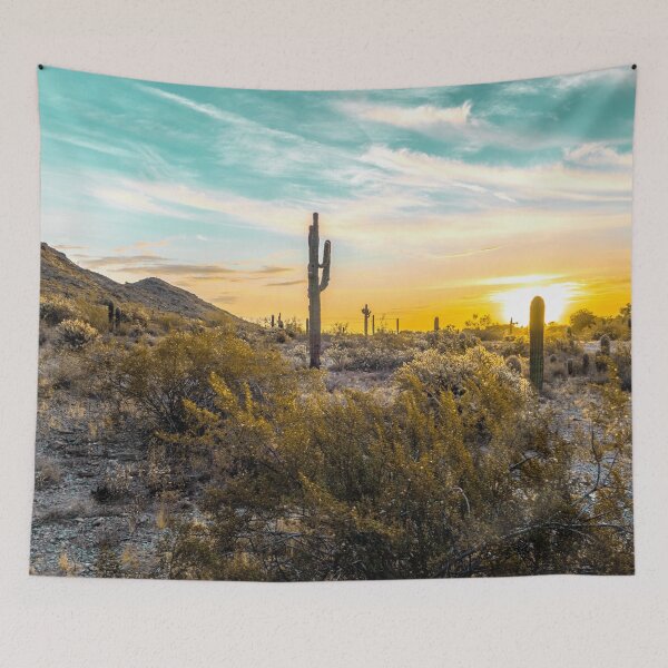 Item preview, Desert Sunrise // Picture of Saguaro Cactus and a Teal Blue Sky in the Desert designed and sold by desertxpalm.