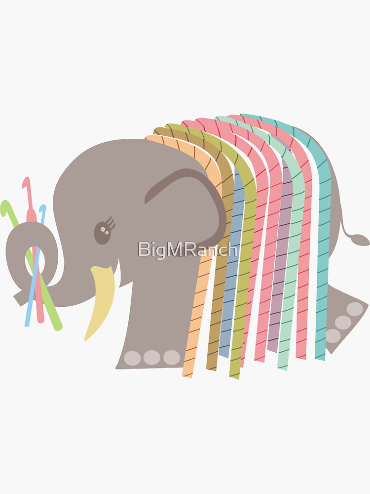 Colorful yarn woolly mammoth elephand crochet hooks | Sticker