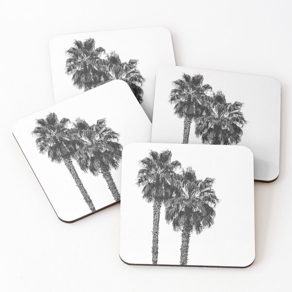 Item preview, Dos Palmeras // Picture of Black and White Palm Trees a Minimal Landscape of the Tropics designed and sold by desertxpalm.