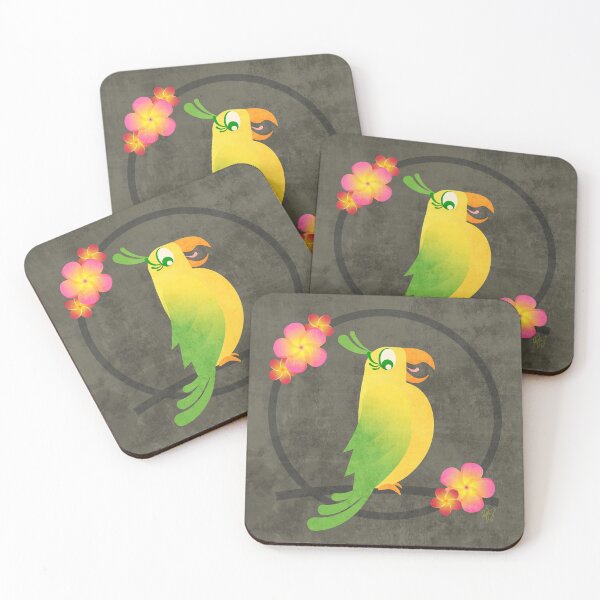 Item preview, Tiki Birds - Yellow/Green on Brown designed and sold by drxgonfly.