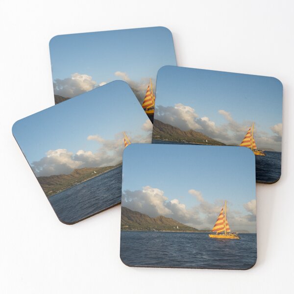 Item preview, Cheerful Orange Catamaran and Diamond Head, Waikiki, Hawaii designed and sold by Georgia Mizuleva.