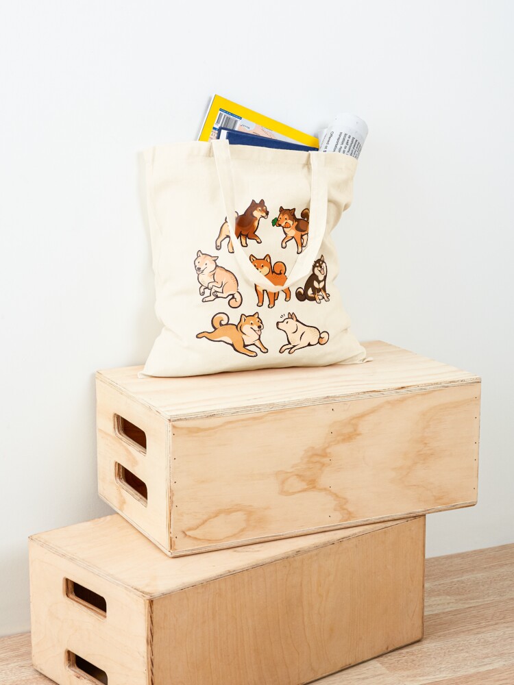 Alternate view of shibes in blue Tote Bag