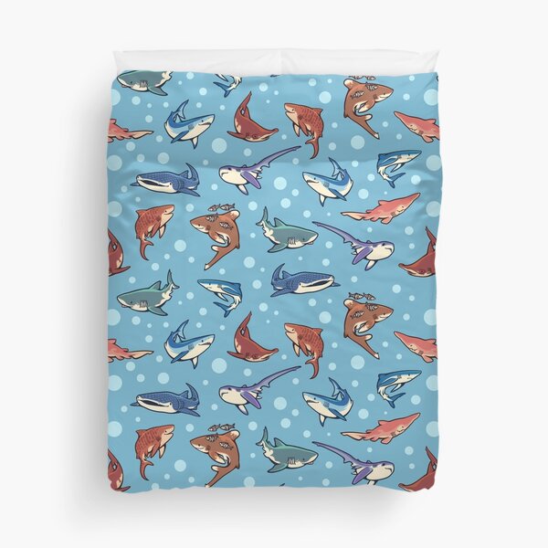 Sharks in the light blue Duvet Cover