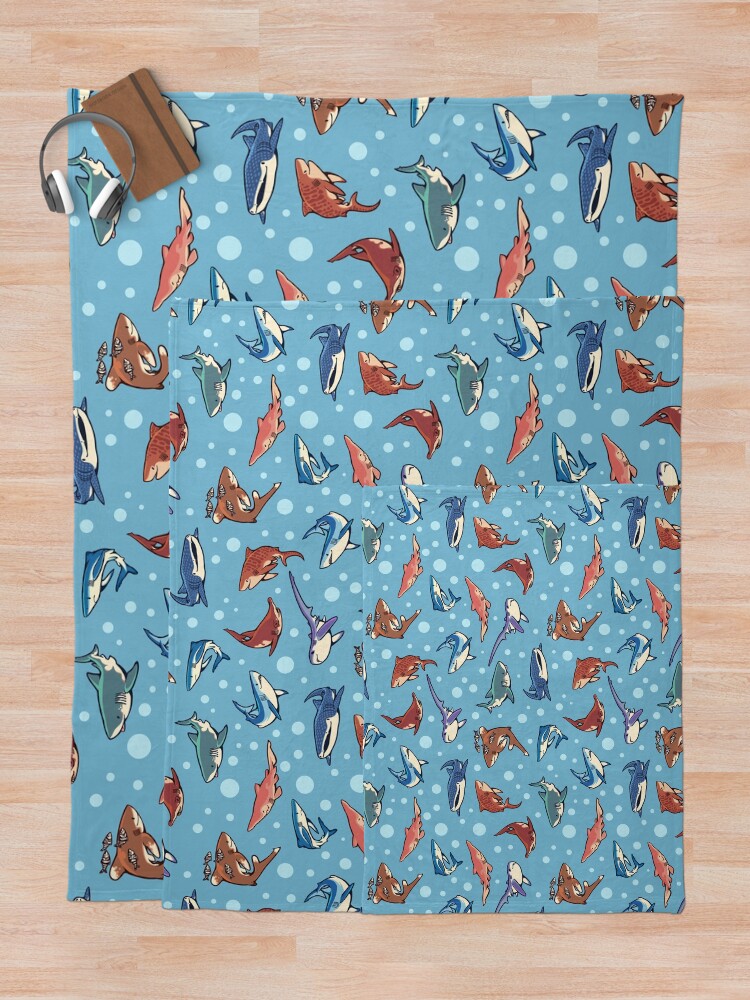 Alternate view of Sharks in the light blue Throw Blanket