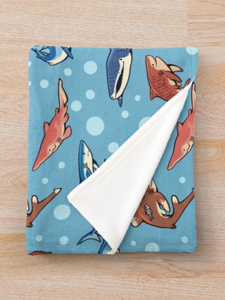 Alternate view of Sharks in the light blue Throw Blanket