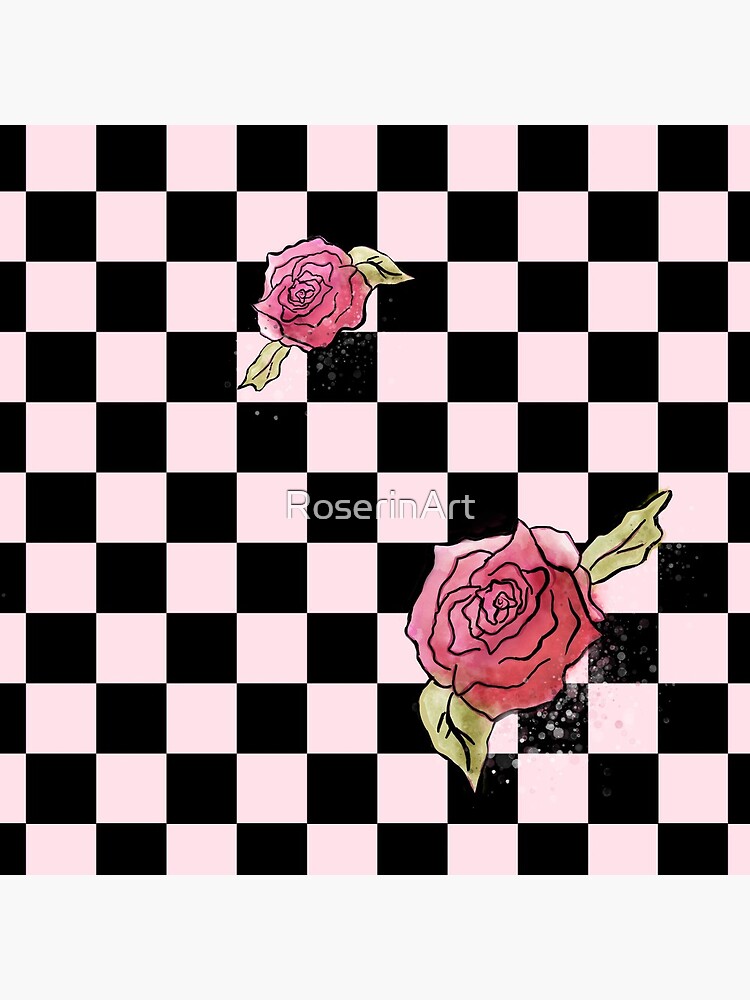 Pink Rose Checkerboard Pattern\
