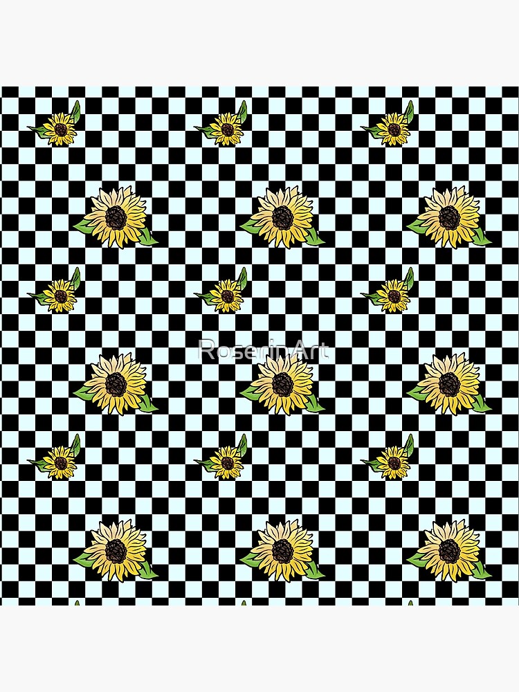 checkerboard with sunflowers