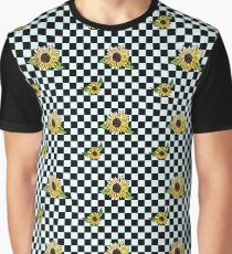 Sunflower Checkerboard Pattern Graphic T-Shirt