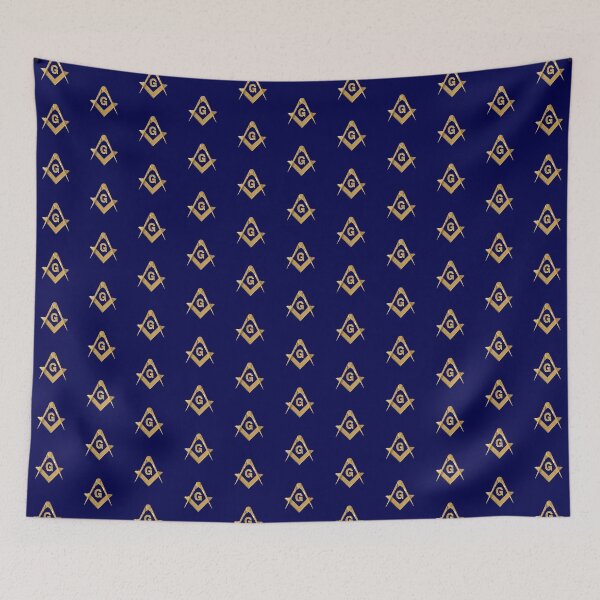 Item preview, Freemason Pattern Gold Blue Square & Compass Masonic designed and sold by MasterMasonMade.