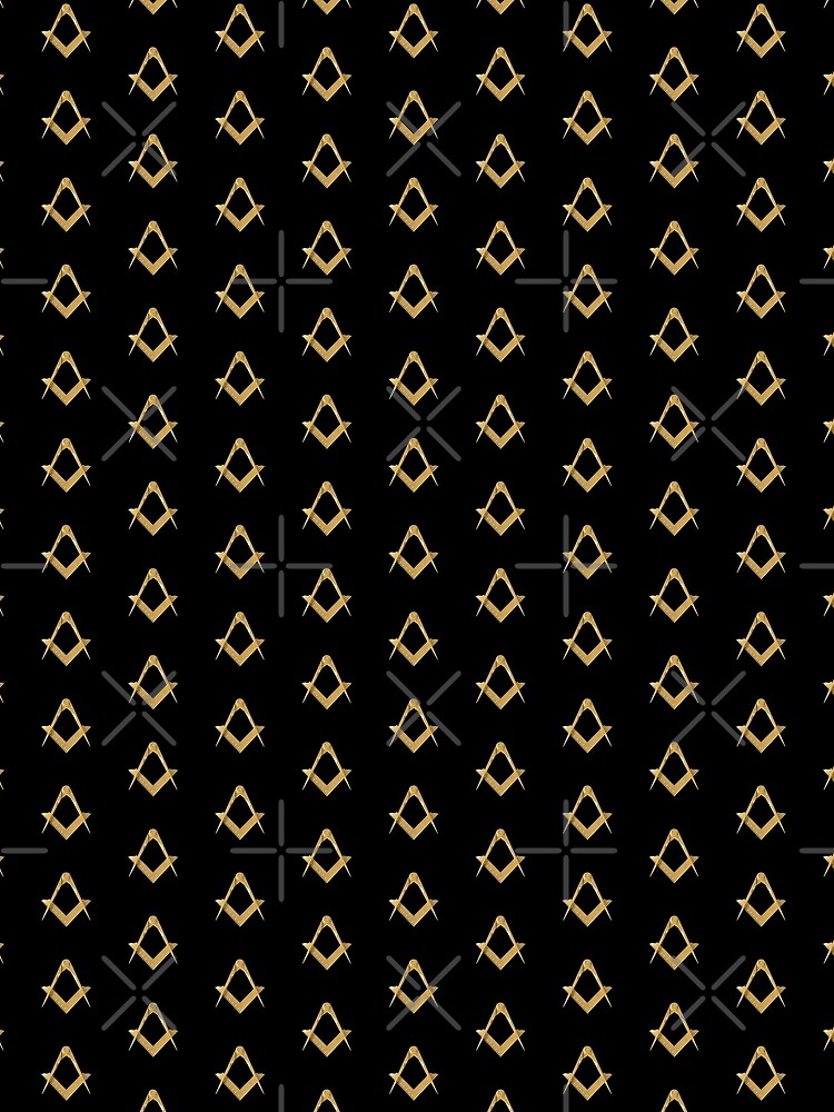 Freemason Pattern Gold Black Square Compass Masonic Men Women