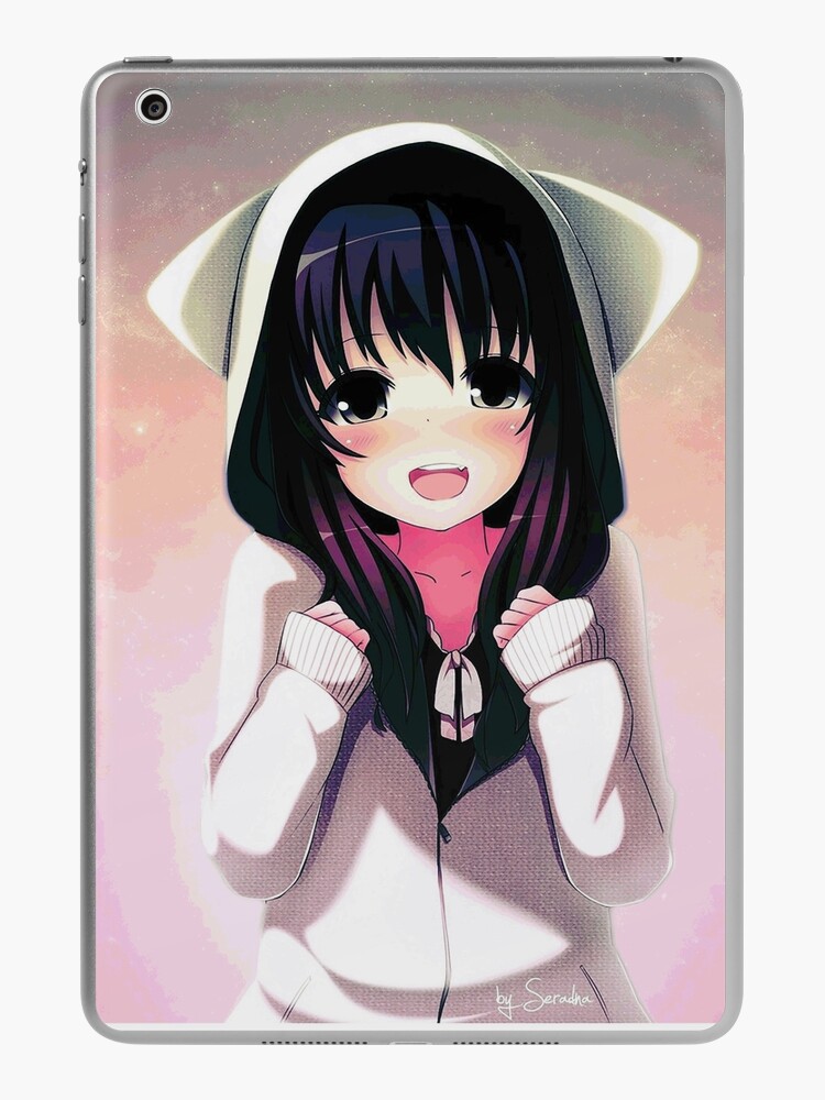 Kawaii Anime Neko Cat Girl in Black Hoodie Poster for Sale by TenchiMasaki