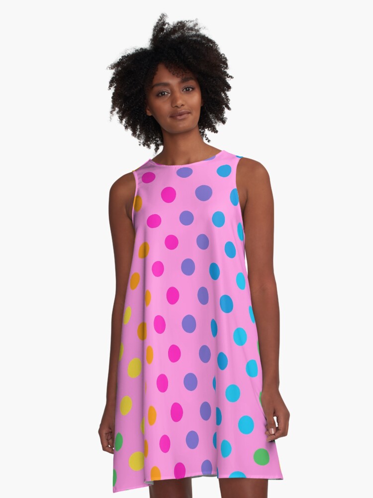 rainbow polka dots A-Line Dress