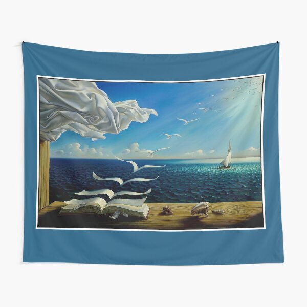 BOOK TO BIRDS: Vintage Fantasy Surreal Print Tapestry