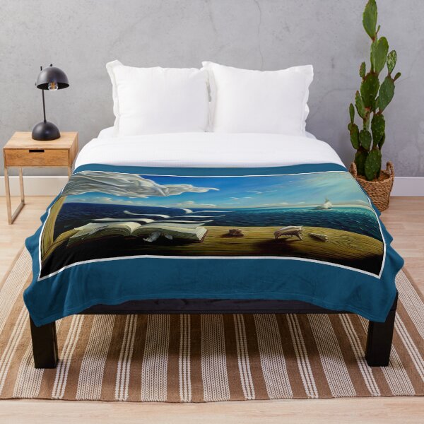BOOK TO BIRDS: Vintage Fantasy Surreal Print by Dali Throw Blanket