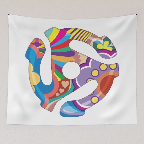 Item preview, 45 rpm adapter adaptor Psychedelic 60s and 70s retro vintage style designed and sold by SunNoonPark.