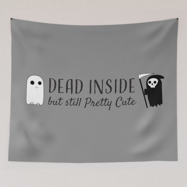 Item preview, Dead Inside but still pretty Cute- Ghost and Grim Reaper Quote designed and sold by M-lee400.